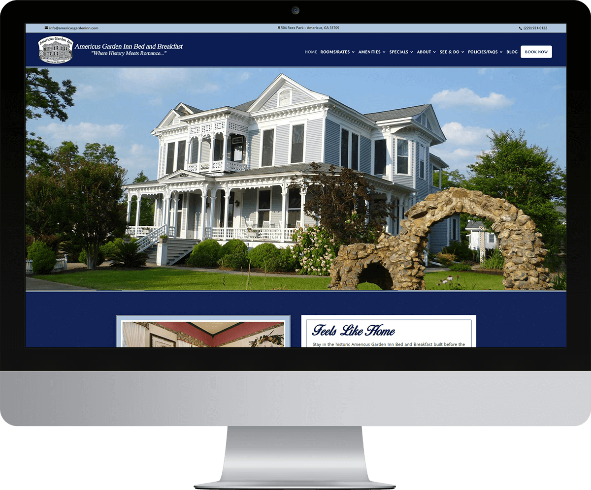 Americus Garden Inn website on a mac screen