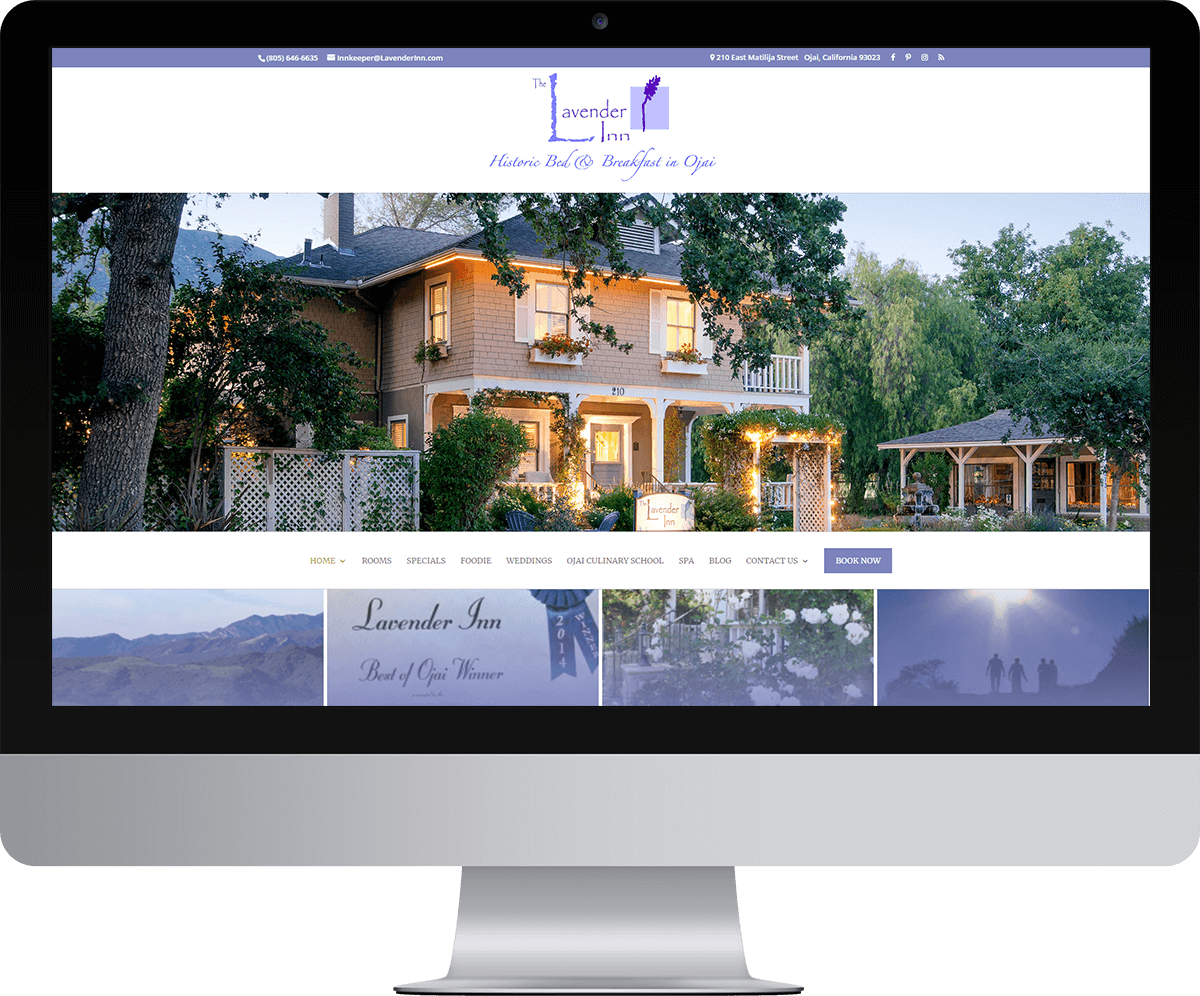 Lavender Inn website on a mac screen